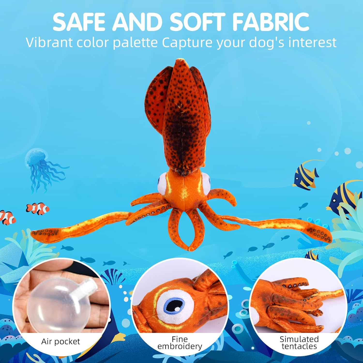 FOFOS DURABLE DOG CHEW TOY CUTTLEFISH