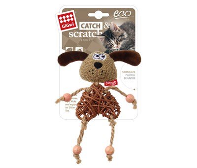 7268 ECO LINE DOG CATCH AND SCRATCH WITH CATNIP RATTAN WOOD PLUSH