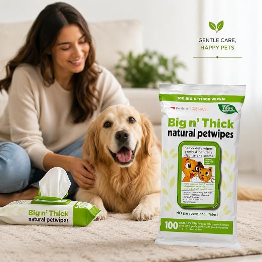 PETKIN BIG NATURAL PET WIPES 100 PCS