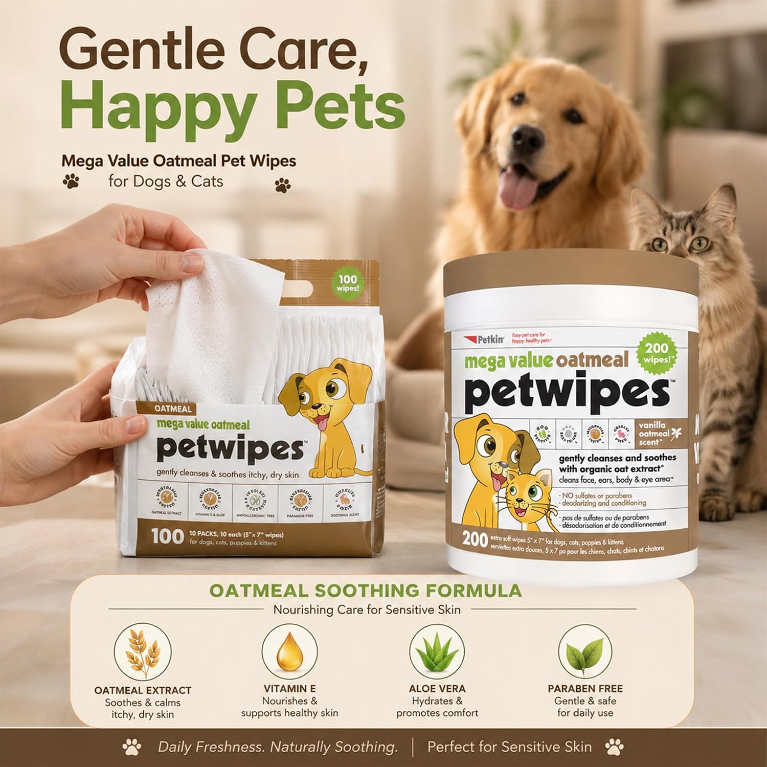 PETKIN MEGA VALUE PETWIPES 200 WIPES