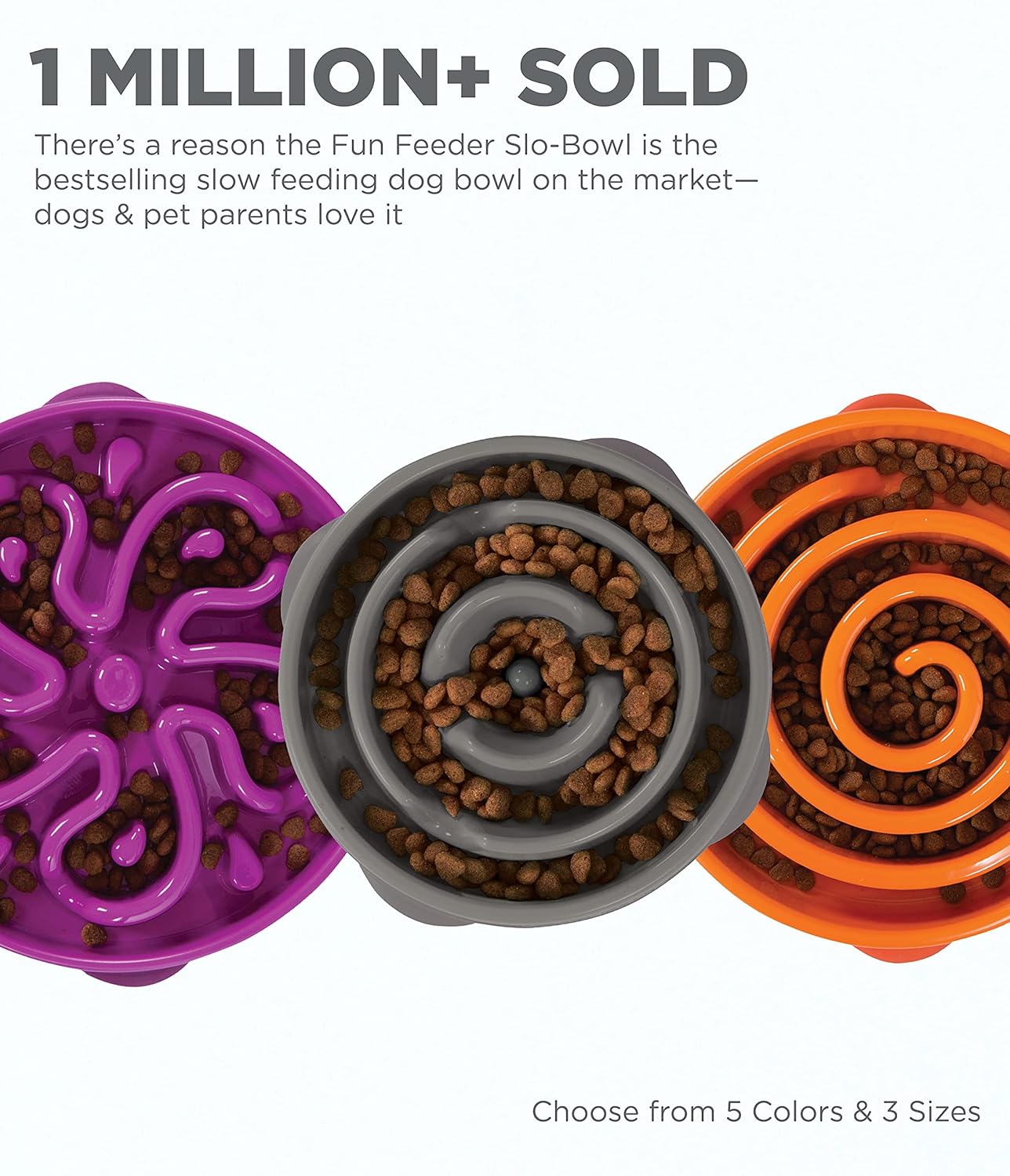 FUN FEEDER SLOW BOWL SLOW FEEDER DOG BOWL MEDIUM 22.2CM