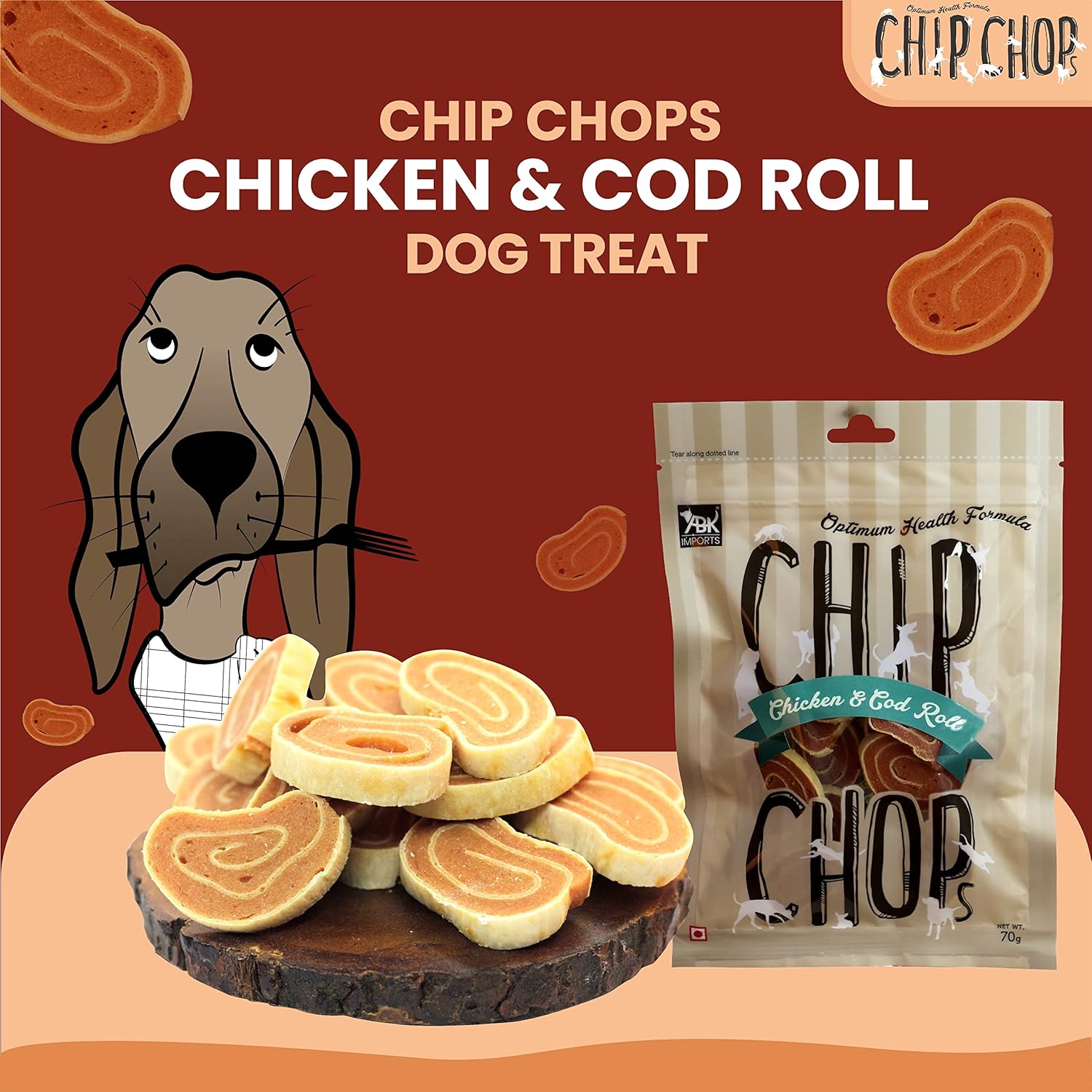 CHIP CHOP CHICKEN AND CODFISH ROLLS 70G