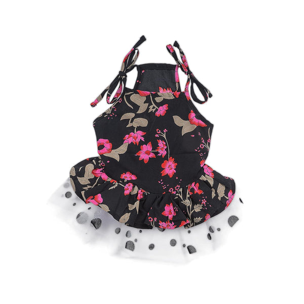 BLACK FLORAL SUMMER FROCK L