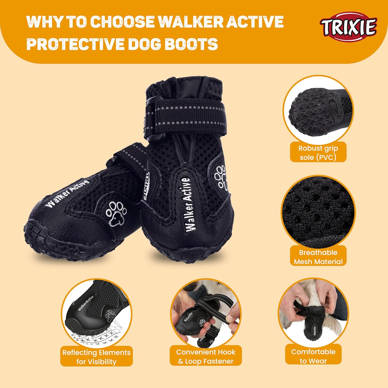 WALKER ACTIVE PROTECTIVE BOOTS S M 2PCS BLACK