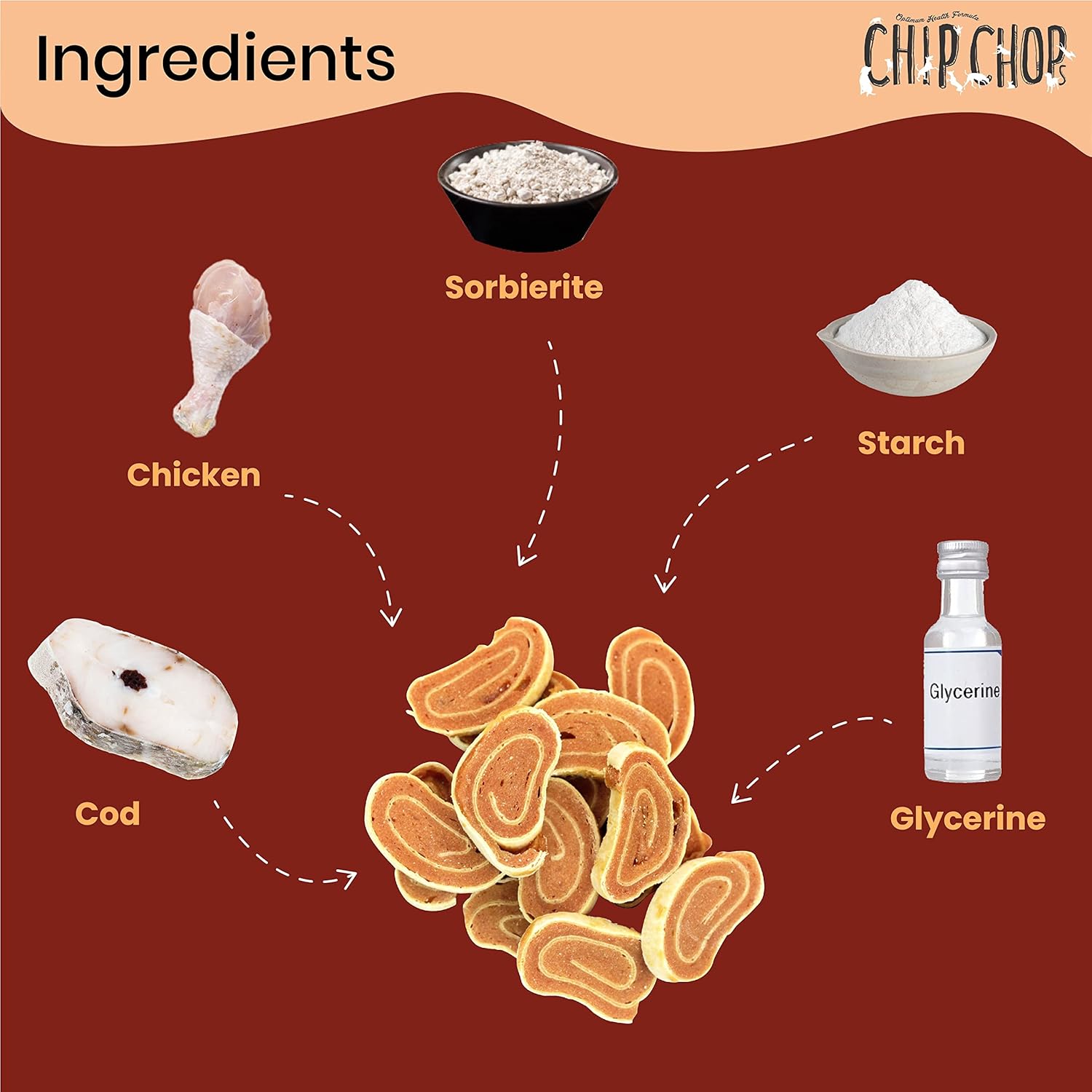 CHIP CHOP CHICKEN AND CODFISH ROLLS 70G