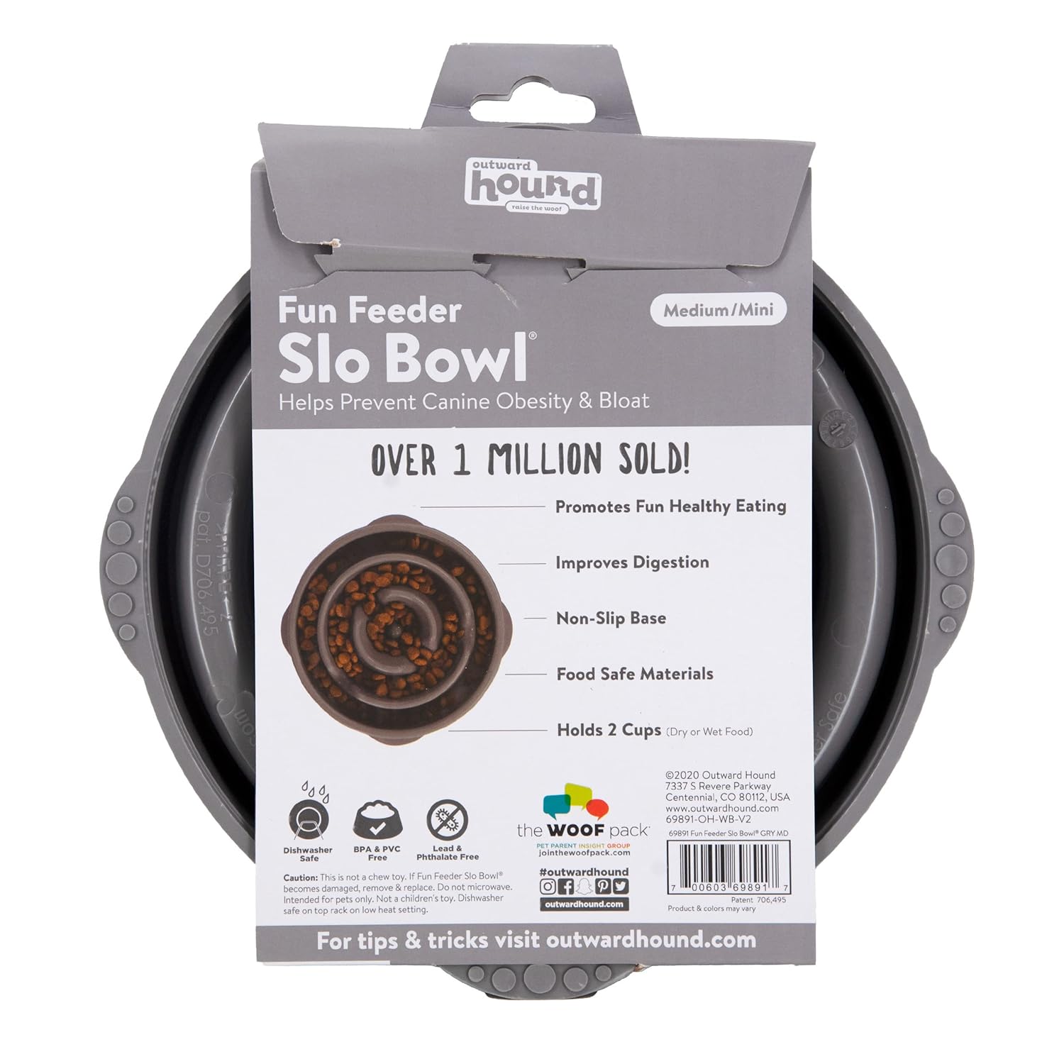 FUN FEEDER SLOW BOWL SLOW FEEDER DOG BOWL MEDIUM 22.2CM
