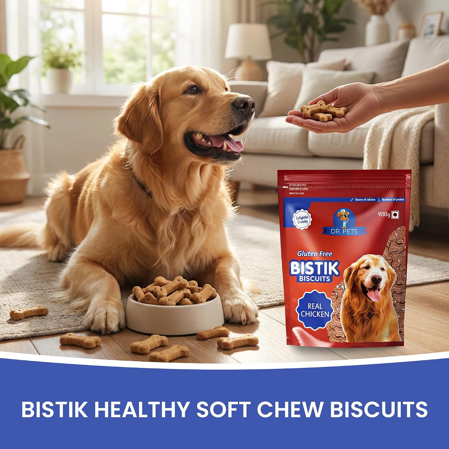 DR PET BISTIK REAL CHICKEN 900GM