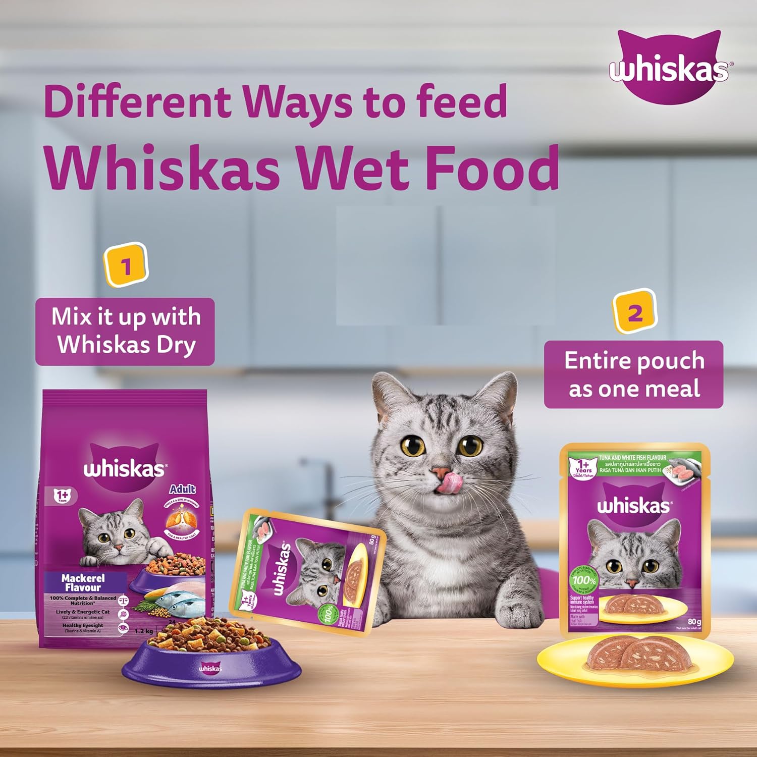 WHISKAS ADULT TUNA WHITE FISH GRAVY 80G