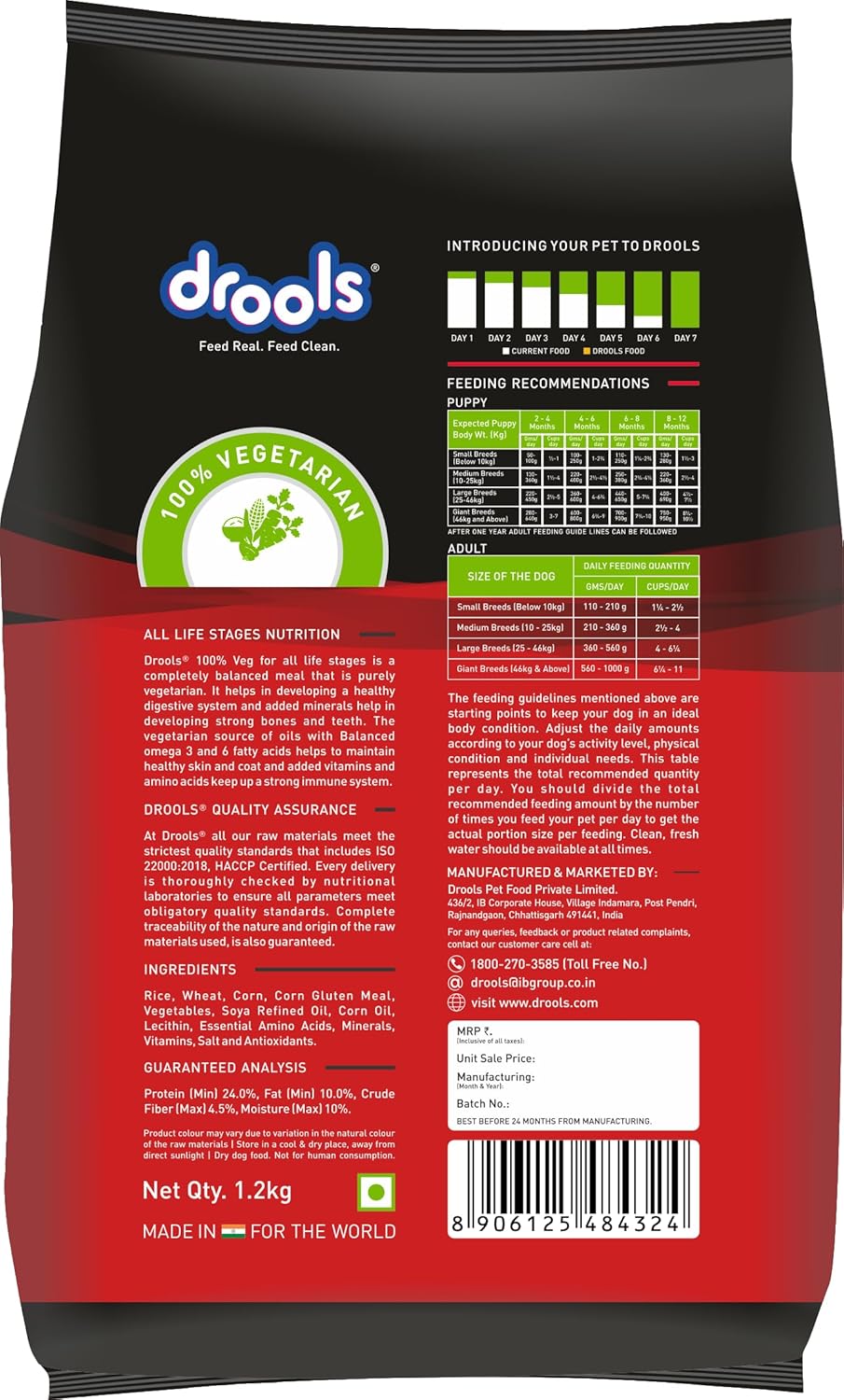 DROOLS ADULT 100 PERC. VEG 1.2KG