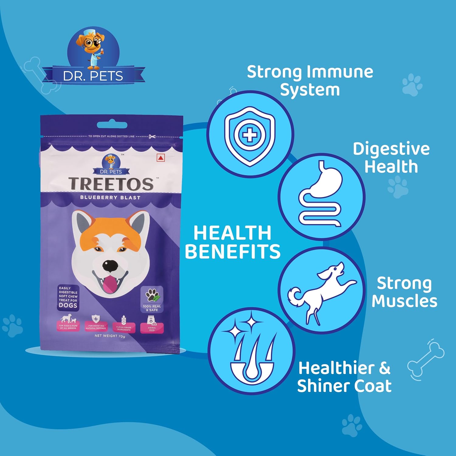 DR PET TREETOS BLUEBERRY BLAST 70G