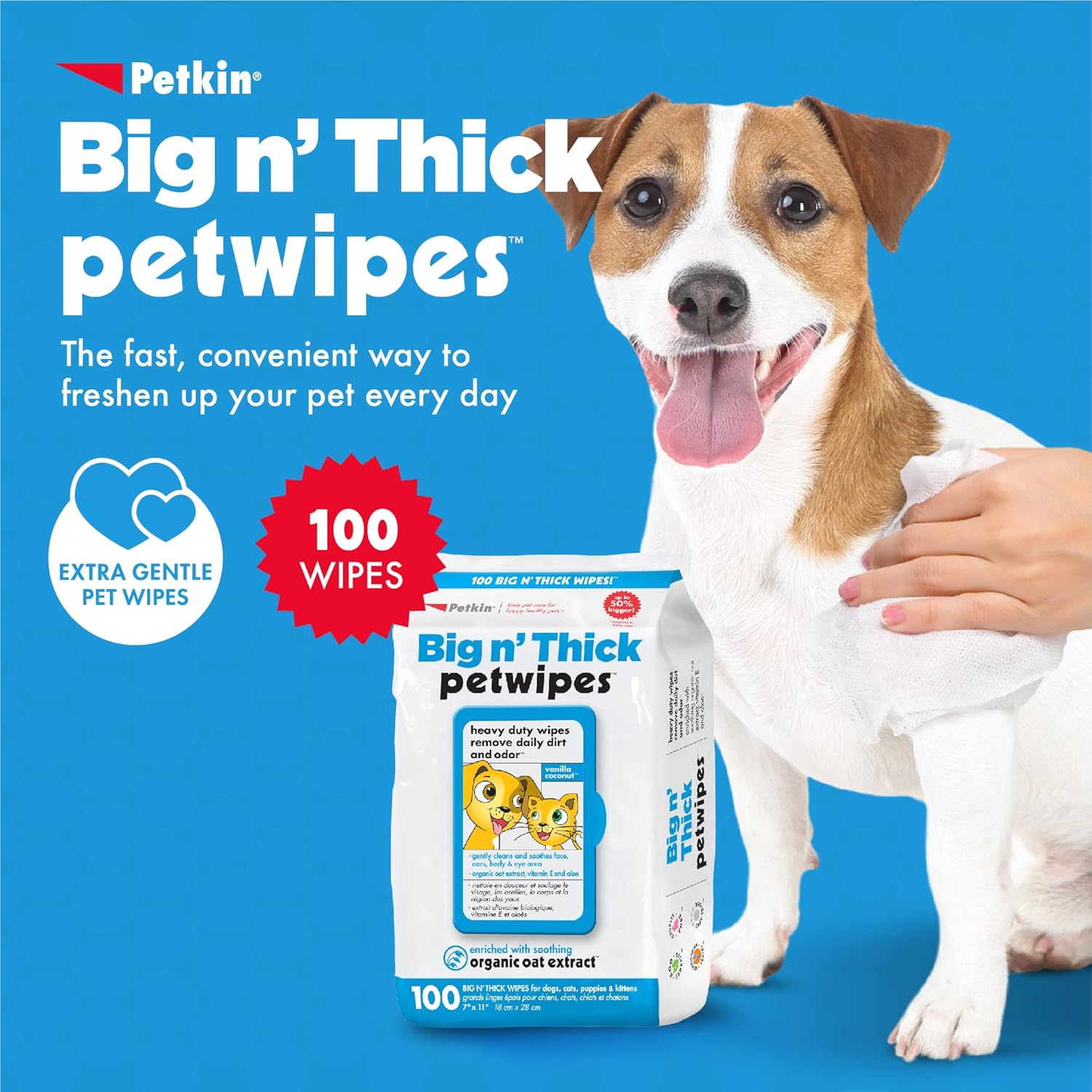 BIG N THICK PETWIPES 100 WIPES