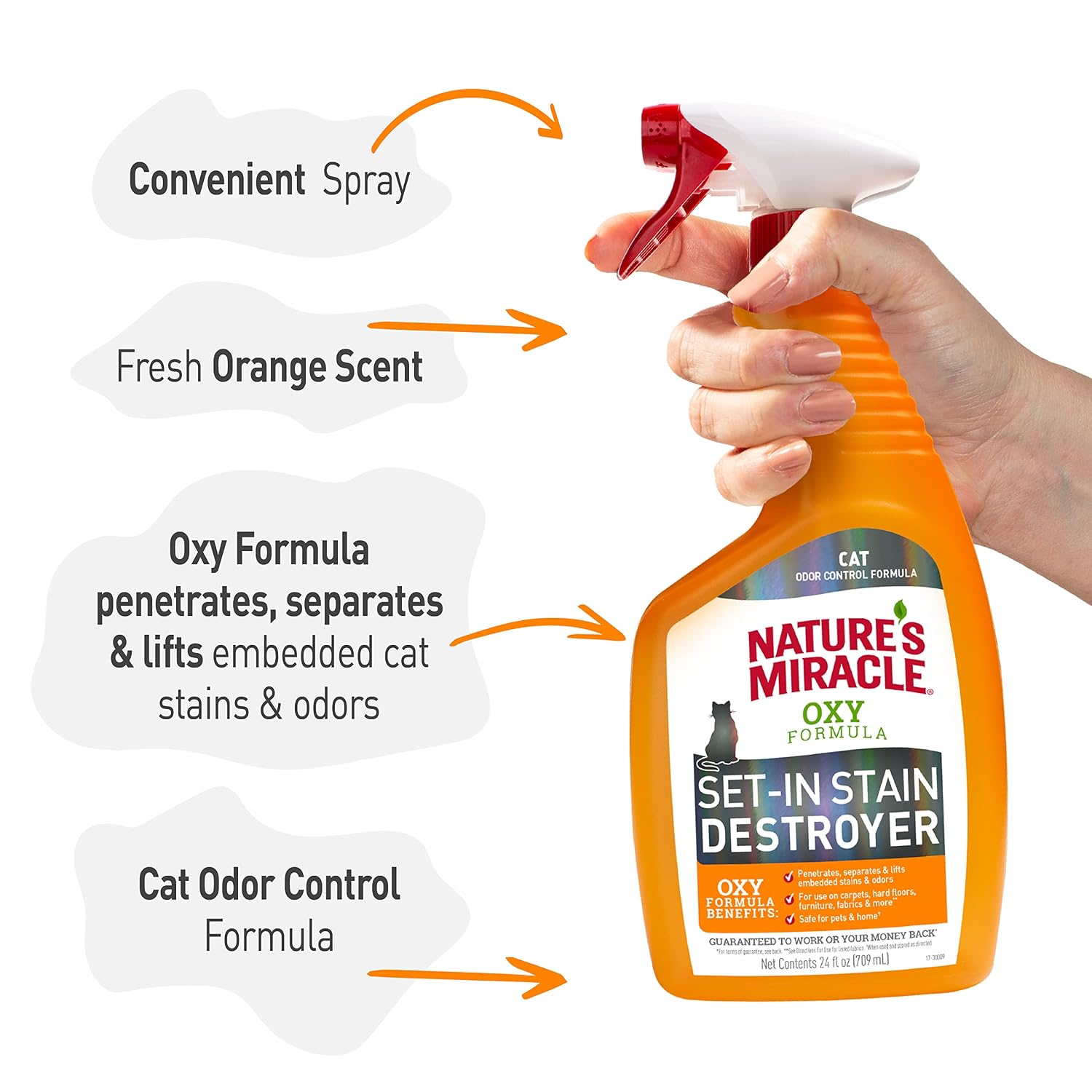 NATURES MIRACLE ORANGE OXY STAIN AND ODOUR REMOVER TRIGGER SPRAY 24 OZ