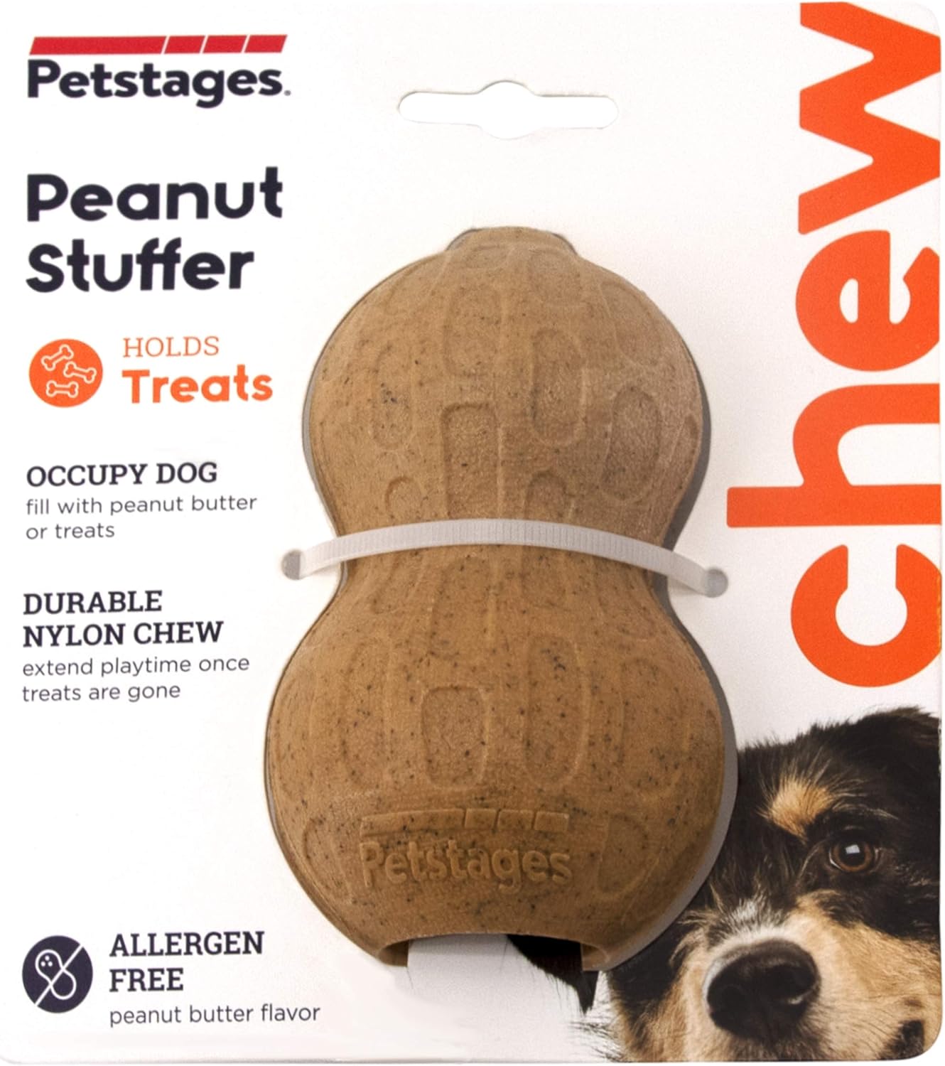 PEANUT STUFFER DOG TOY MEDIUM 11X8 CM BROWN