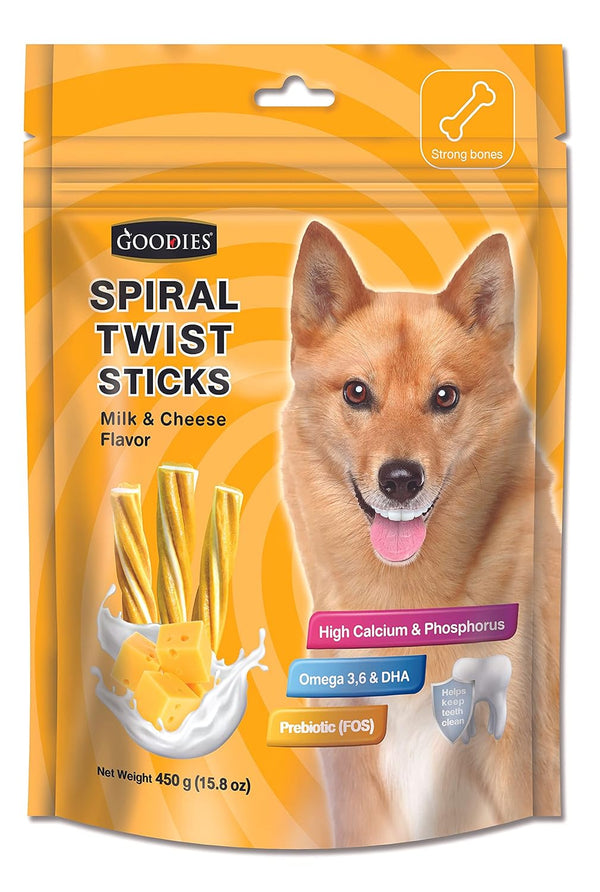GOODIES SPIRA TWIST STICKS MILK AND CHEESE 450G