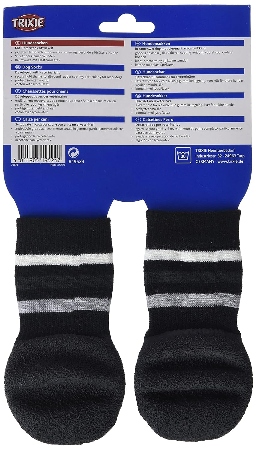 DOG SOCKS NON SLIP WITH ALL ROUND RUBBER COATING L XL 2 PCS BLACK