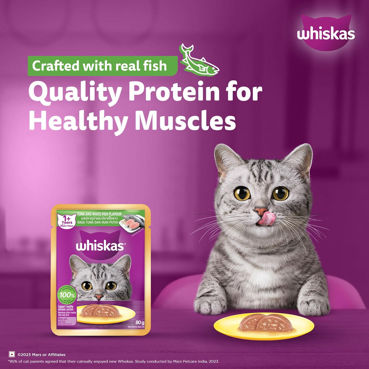WHISKAS ADULT TUNA WHITE FISH GRAVY 80G