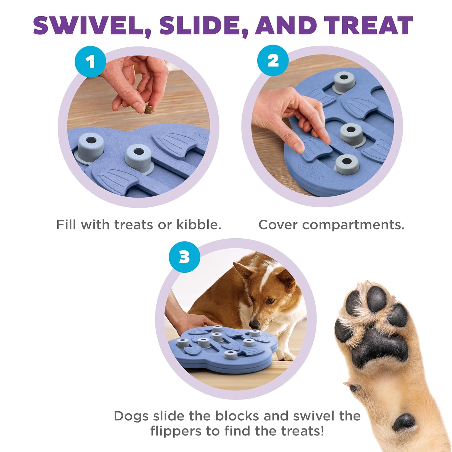DOG HIDE N SLIDE INTERACTIVE TREAT 29 CM PURPLE