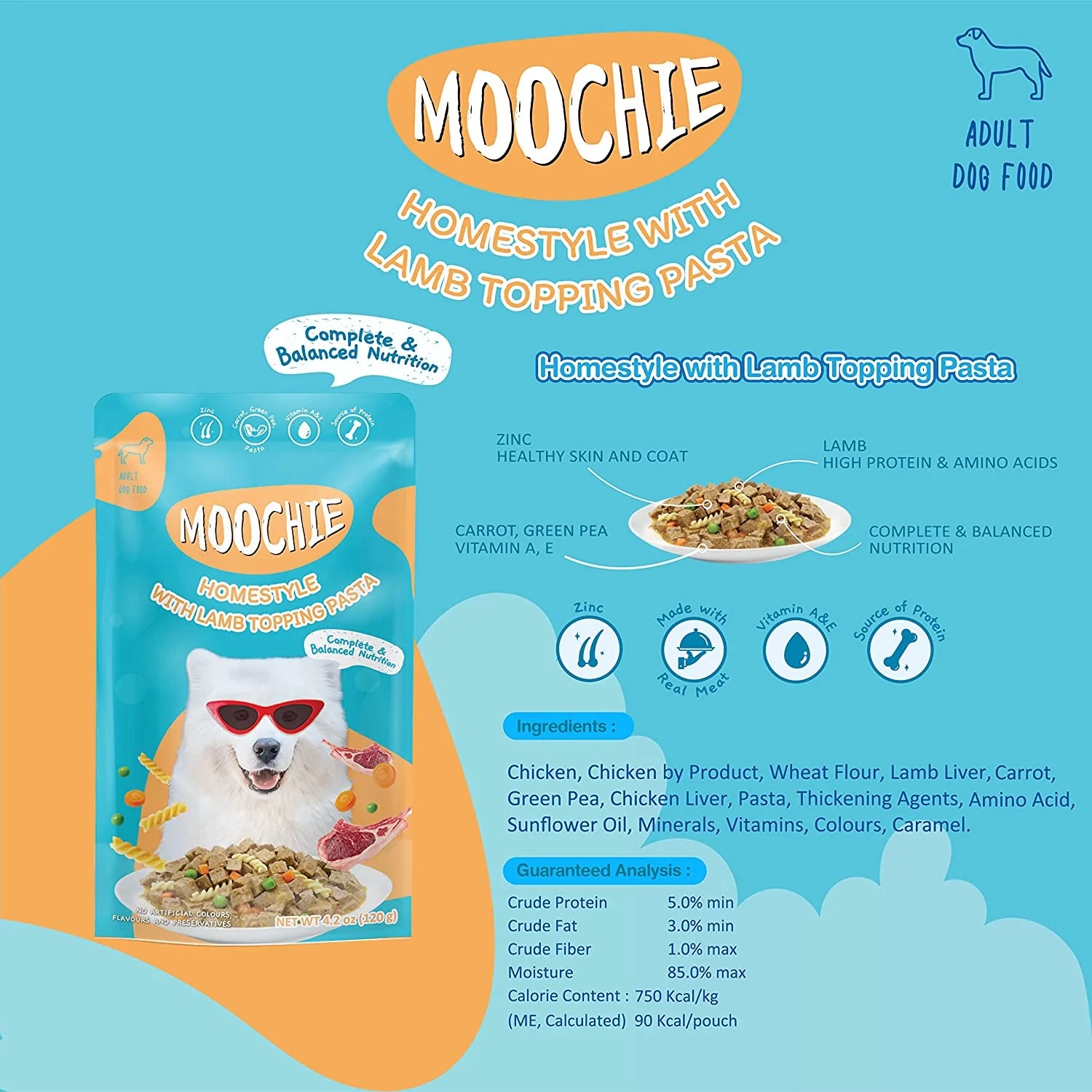 MOOCHIE HS LAMB AND PASTA 120G