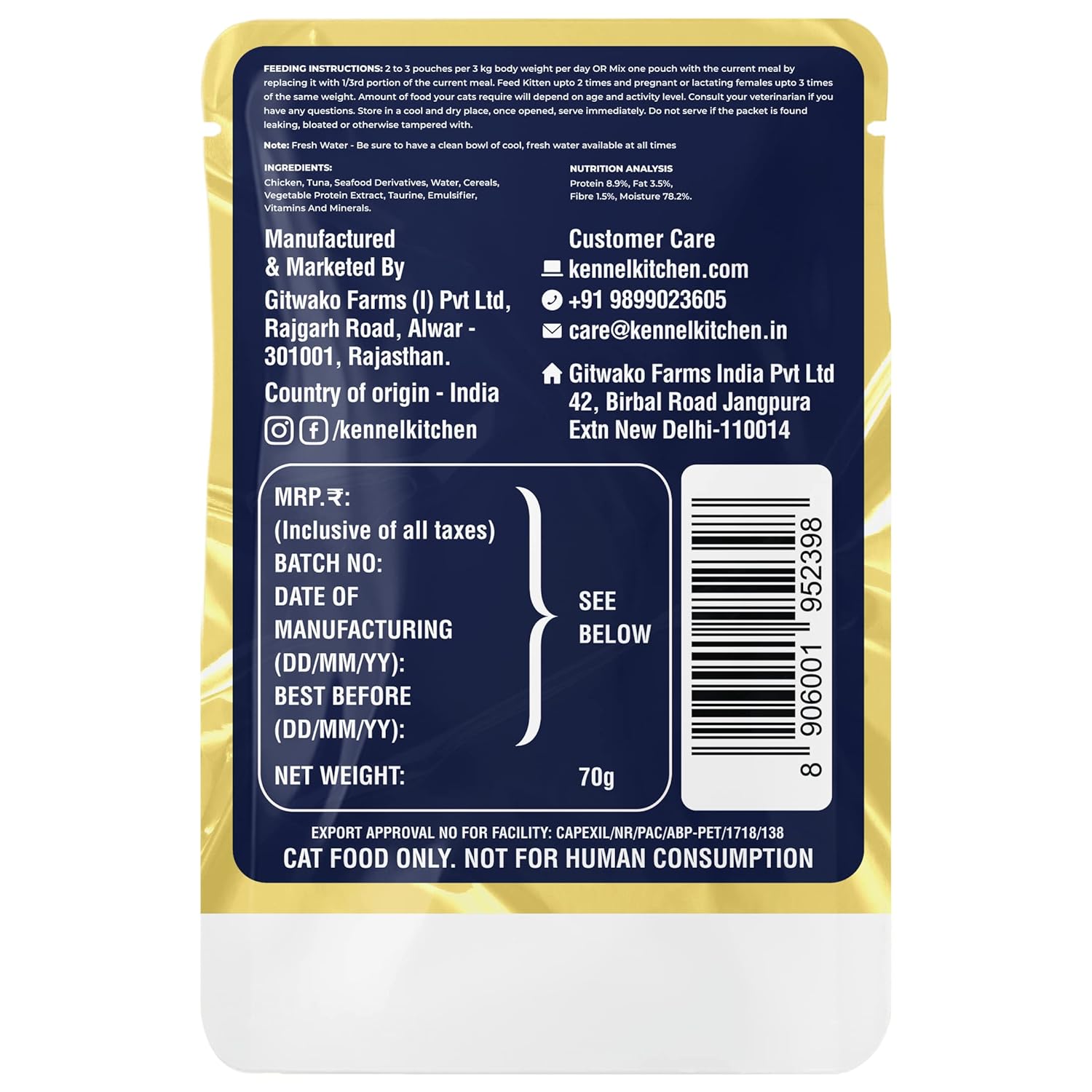 KK CAT CHICKEN WITH TUNA 70G