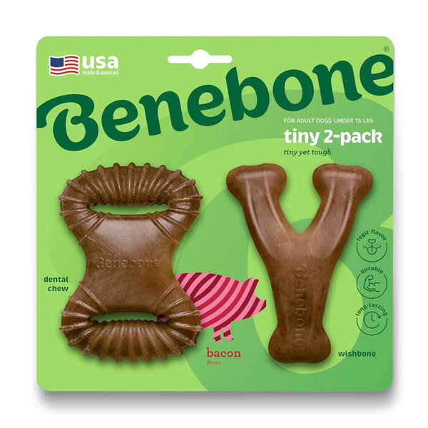 PW BENEBONE 2 PACK DENTAL CHEW WISHBONE BACON TINY