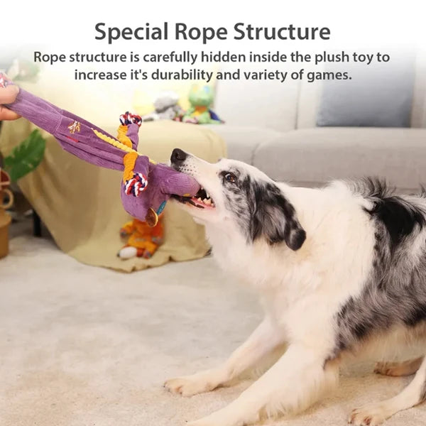 GIGWI PLUSH FRIENDZ ROPE HIPPO M WITH ROPE AND SQUEAKER