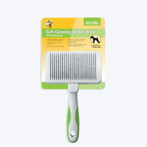 ANDIS SELF CLEANING SLICKER BRUSH W L GREEN