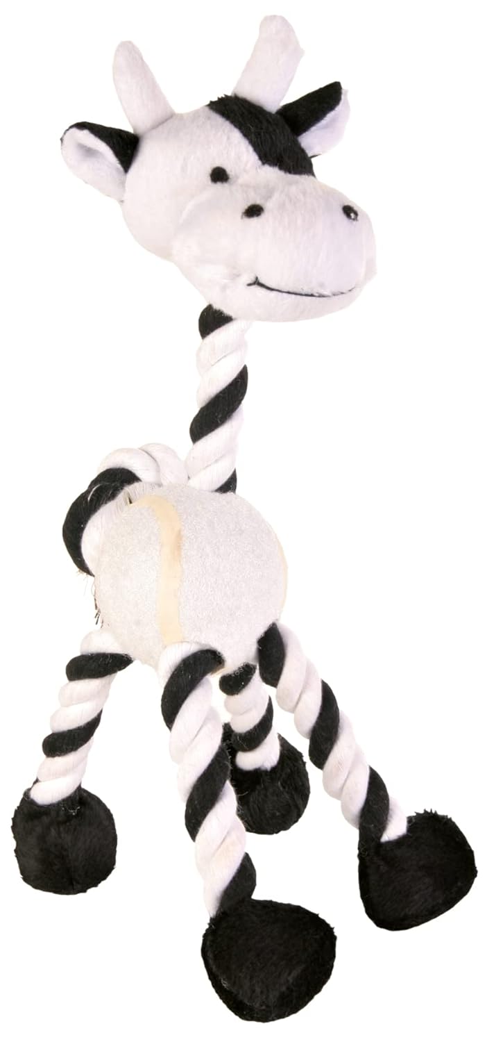 ANIMALS WITH ROPE AND TENNIS BALL PLUSH 28CM
