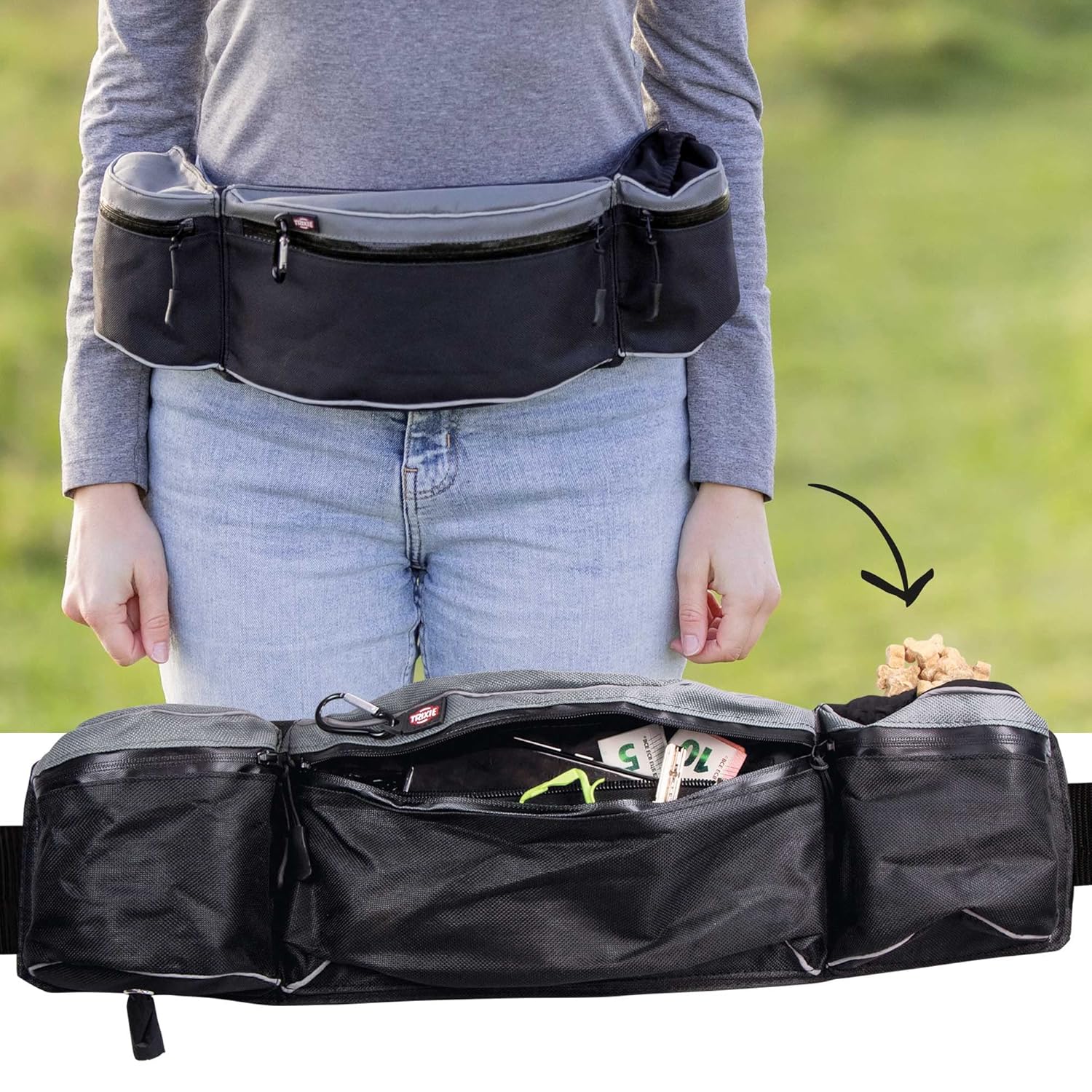 BAGGY BELT HIP BAG BELT 62 125CM BLACK GREY