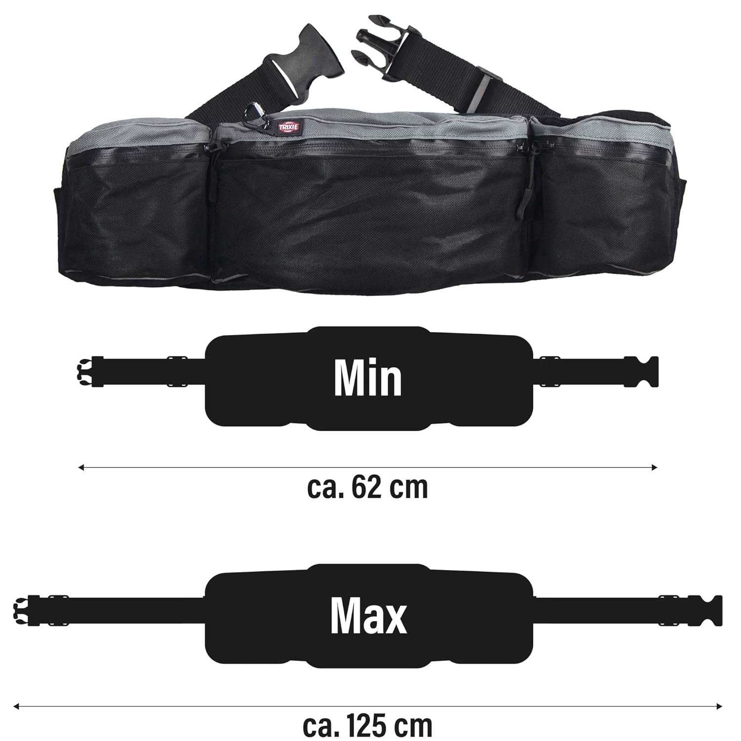 BAGGY BELT HIP BAG BELT 62 125CM BLACK GREY