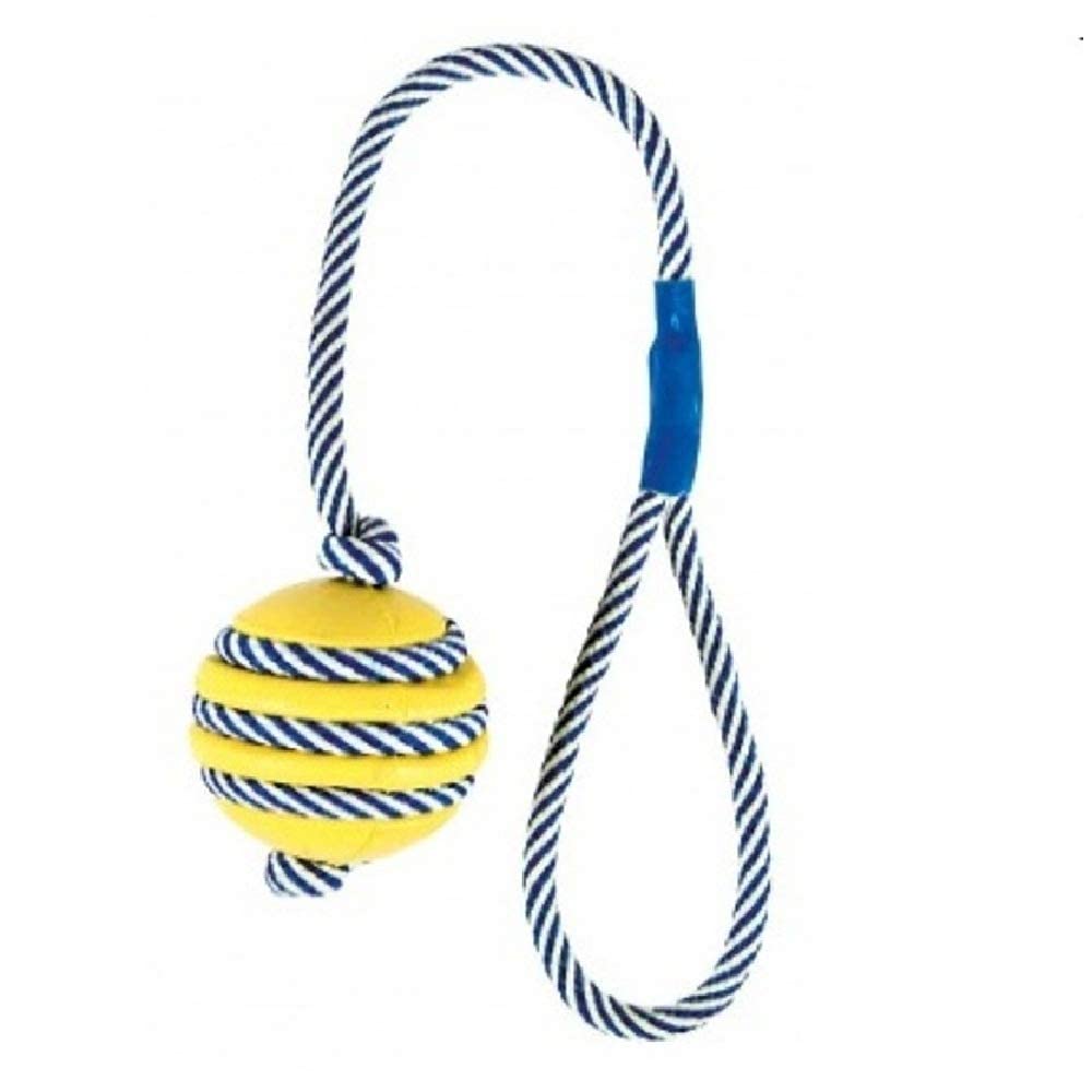 BALL WITH PHOSPHORESCENT ROPE NATURAL RUBBER 5CM 40CM