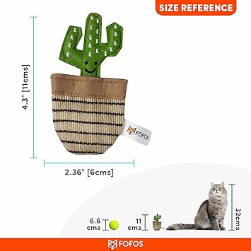 BARKBUTLER FOFOS CAT TOYS GREEN CACTUS