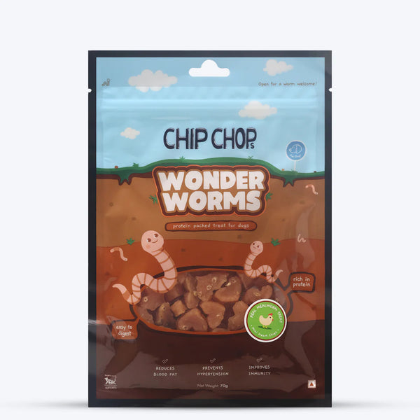 CHIP CHOP WONDER WORMS MINI CHICKEN HEARTS WITH MEALWORMS 70G