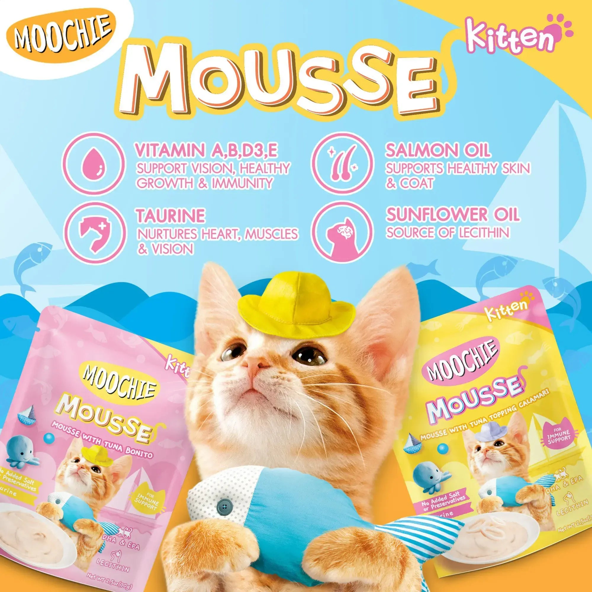 MOOCHIE MOUSSE KITTEN TUNA BONITO CAT GRAVY 70G