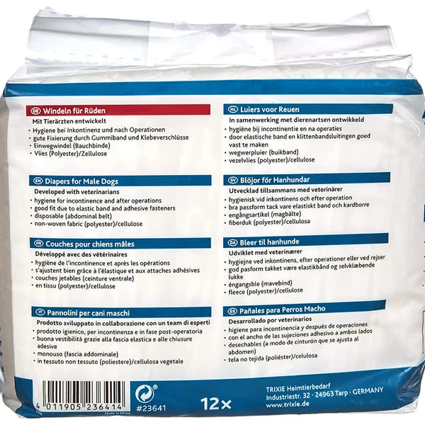 TRIXIE DIAPERS FOR MALE DOGS DISP.12PCS 30 46CM S M