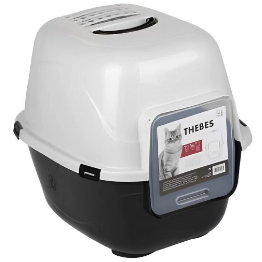 M PETS THEBES CAT LITTER BOX BLACK AND WHITE LARGE
