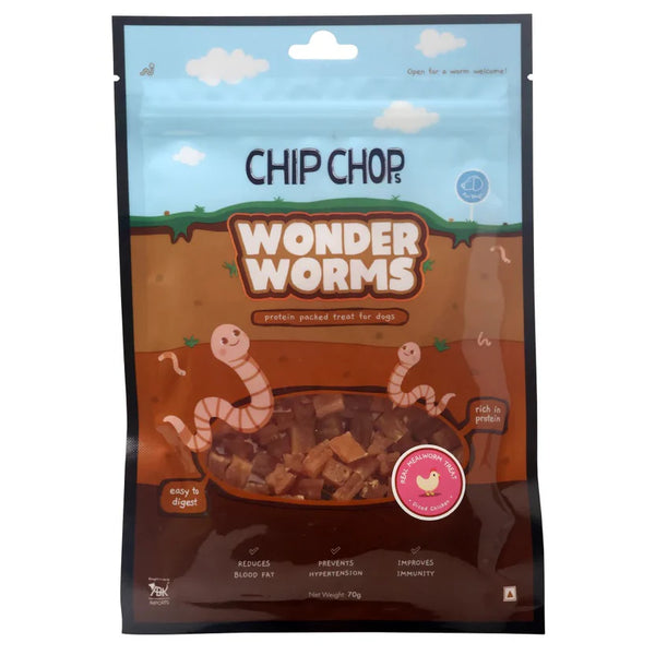 CHIP CHOP WONDER WORMS DRIED CHICKEN STRIP WITH MEALWORMS 70G