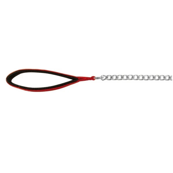 TRIXIE CHAIN LEASH NYLON HAND LOOP RED 4MM