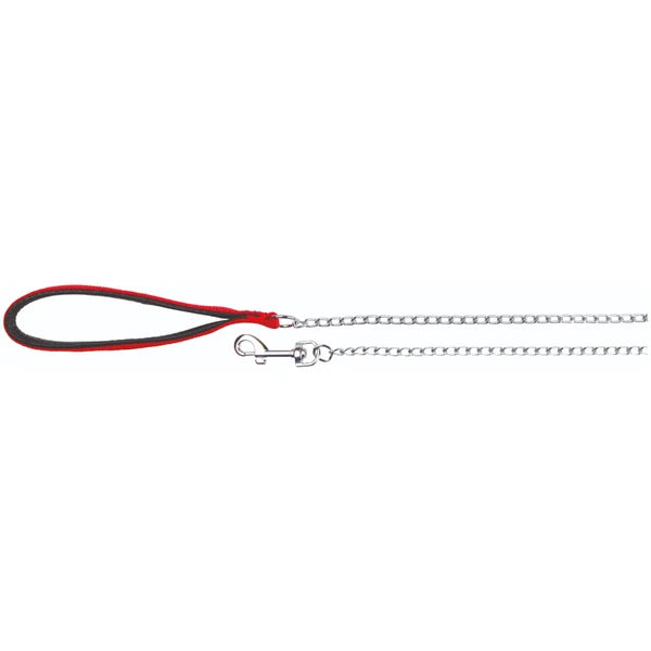TRIXIE CHAIN LEASH WITH NYLON HAND LOOP RED 2 MM
