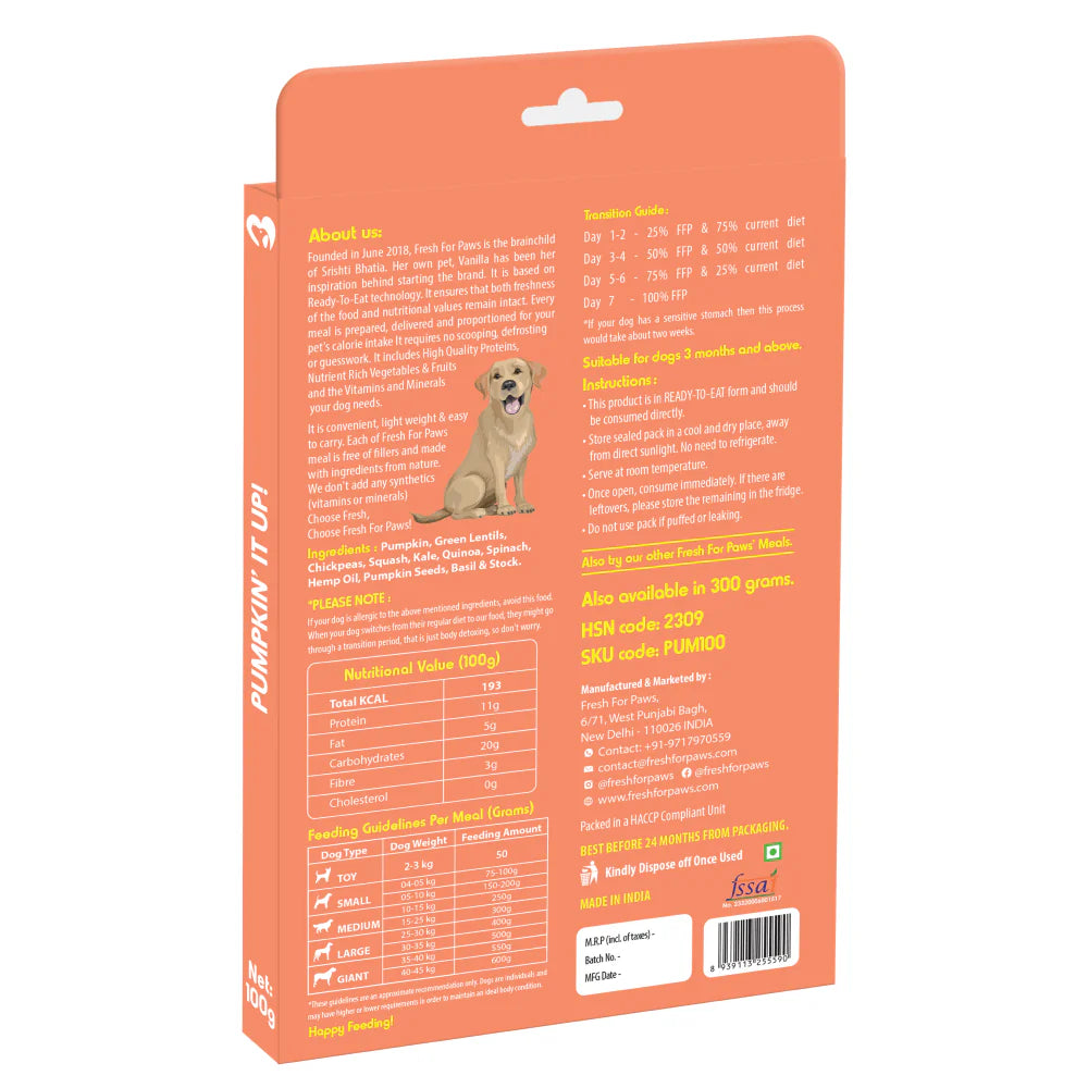 FRESH FOR PAWS PUMKIN IT UP 100GM