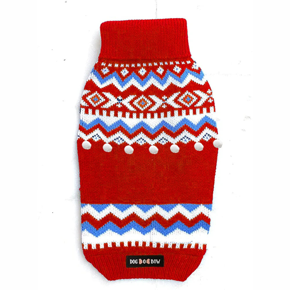 DOB RED AZTEC SWEATER XS