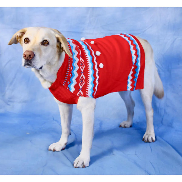 DOB RED AZTEC SWEATER S