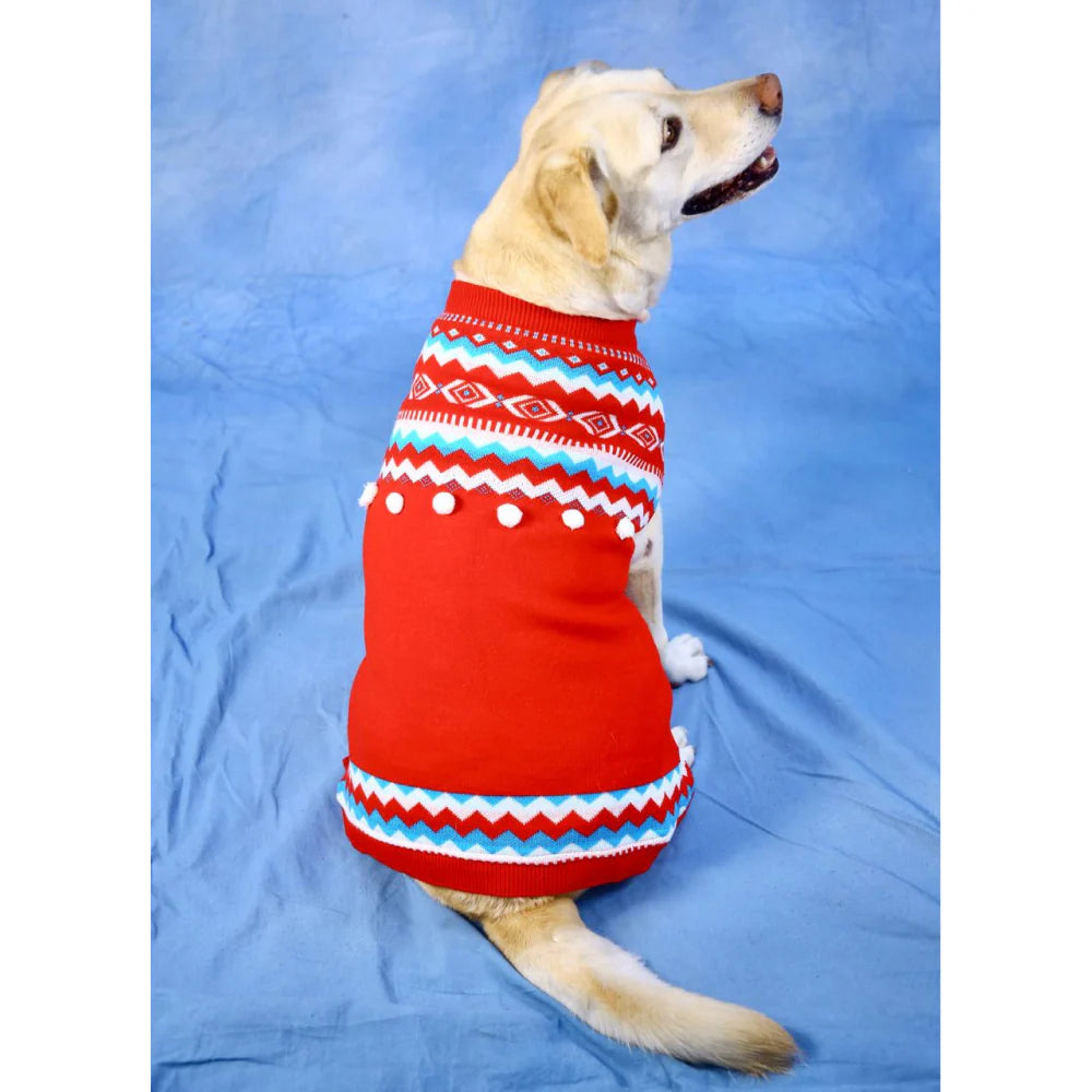 DOB RED AZTEC SWEATER S