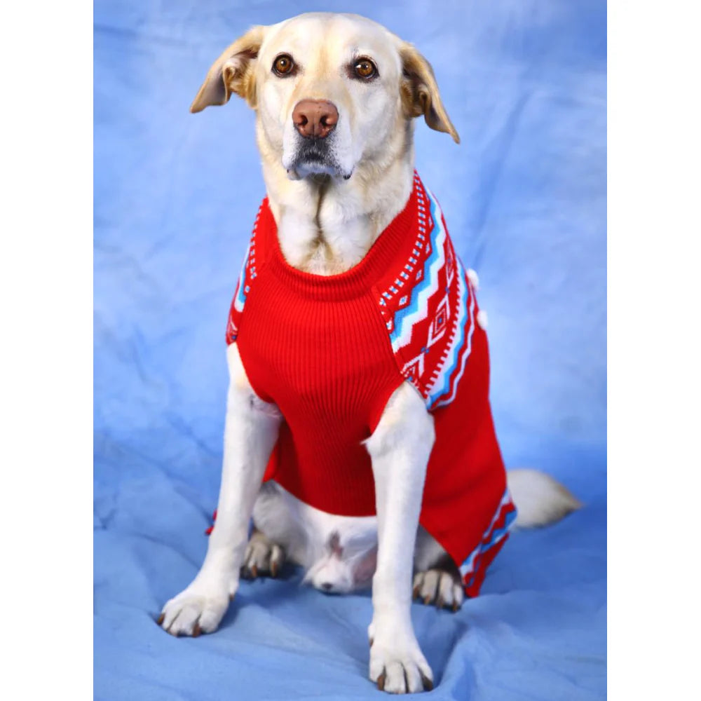 DOB RED AZTEC SWEATER S