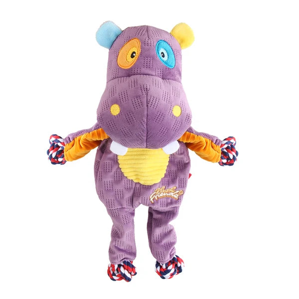 GIGWI PLUSH FRIENDZ ROPE HIPPO M WITH ROPE AND SQUEAKER