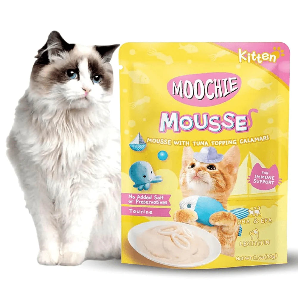 MOOCHIE MOUSSE KITTEN TUNA WITH TOPPING CALAMARI 70G
