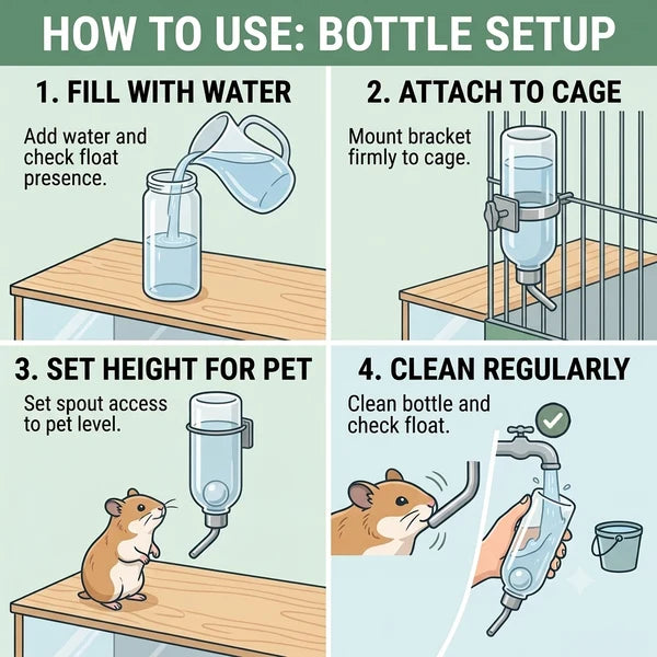 M PETS GLASS DRINKING BOTTLE SMALL ANIMAL 350ML