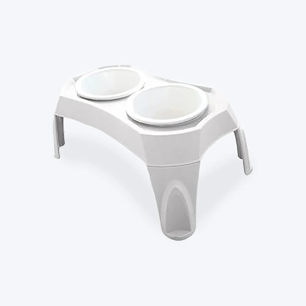 M PETS COMBI BOWL LARGE 2X950ML BEIGE AND WHITE