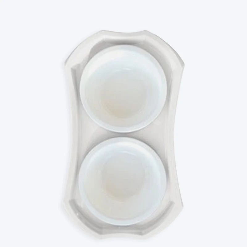 M PETS COMBI BOWL LARGE 2X950ML BEIGE AND WHITE