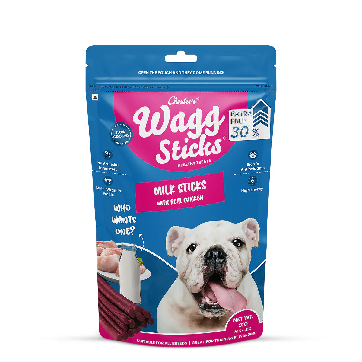CHESTER WAGG STICKS MILK 70G