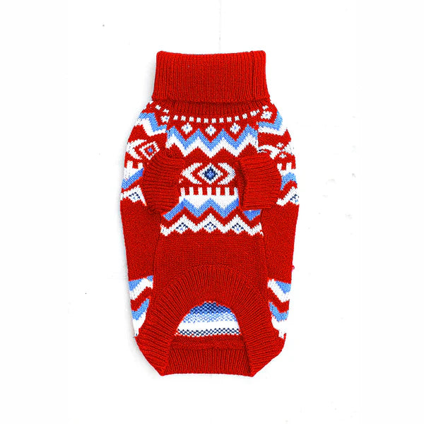 DOB RED AZTEC SWEATER M